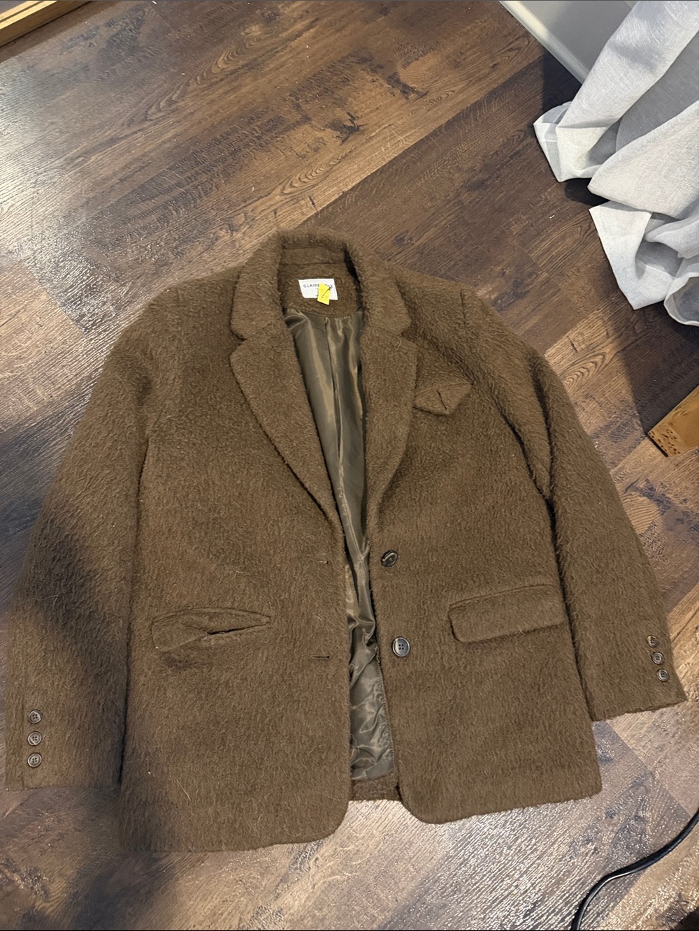 NA-KD Brown Textured Wool-Blend Blazer Jacket